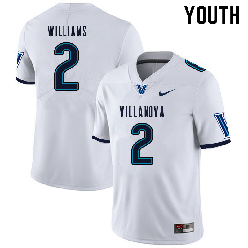 Youth #2 Denzel Williams Villanova Wildcats College Football Jerseys Sale-White - Click Image to Close